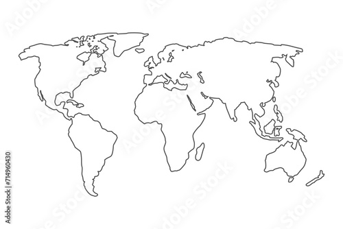 Fototapeta Naklejka Na Ścianę i Meble -  World map. world map outline isolated on a white background. vector illustration