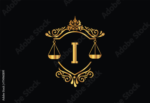 Low firm logo with latter I vector template, Justice logo, Equality, judgement logo vector illustration