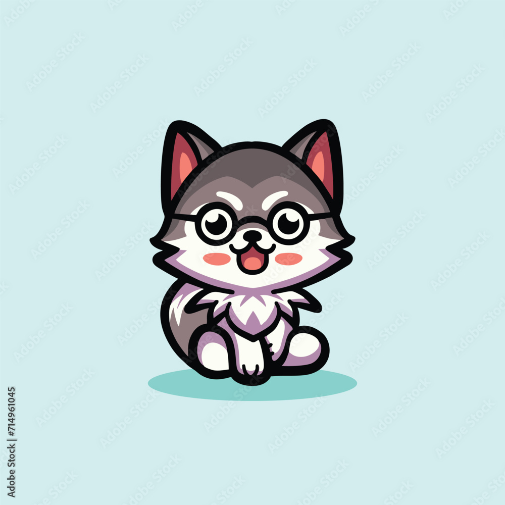 Cute Wolf Cartoon Mascot Animal Vector Logo Design illustration Cute Wolf Cartoon Mascot Animal Vector Logo Design illustration