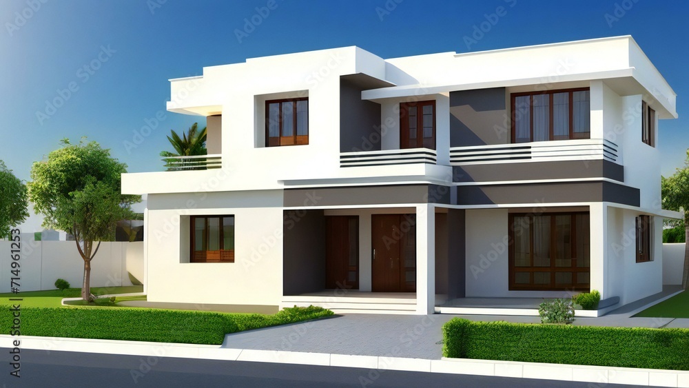 3d render of a modern house on white background, Concept for real estate or property