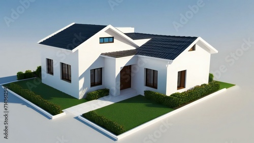 3d render of a modern house on white background, Concept for real estate or property © samsul