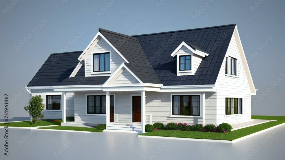 3d rendering of modern cozy house isolated on white background, Real estate concept.