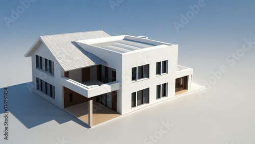 3d rendering of modern cozy house isolated on white background, Real estate concept. © Samsul