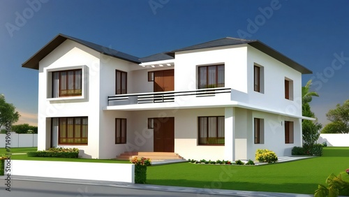 3d illustration of residential building exterior isolated on white background, Real estate concept.