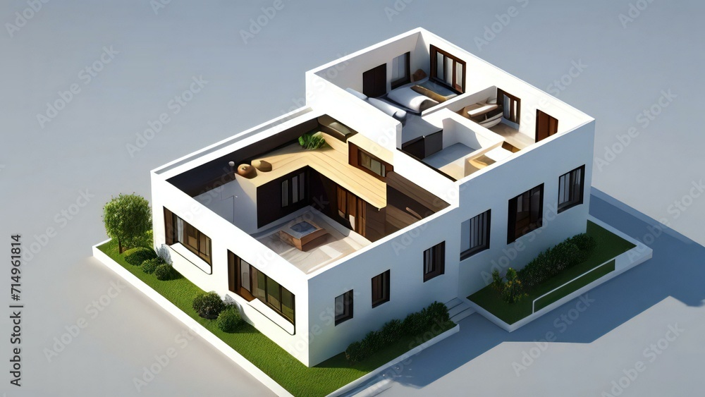 3d rendering modern house isolated on white background, Concept for real estate or property. 3d rendering modern house isolated on white background, Concept for real estate or property.