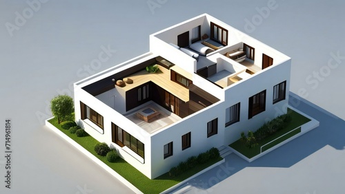 3d rendering modern house isolated on white background  Concept for real estate or property.