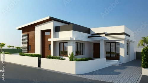 3d rendering modern house isolated on white background, Concept for real estate or property. © Samsul