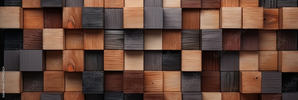 wooden wall background in the style of cubist fragmented reality, carved painted wood blocks. different shades and types of wood. banner. wooden wall background in the style of cubist fragmented reality, carved painted wood blocks. different shades and types of wood. banner.