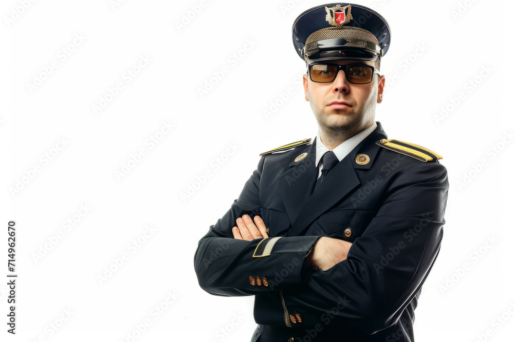 Soldier in Military Uniform With Arms Crossed, Standing With Confidence Soldier in Military Uniform With Arms Crossed, Standing With Confidence