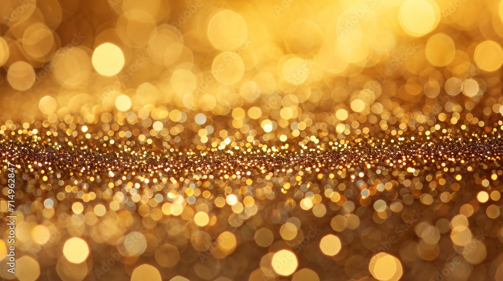 Golden Glittering Background with Sparkling Light Effects Generative AI