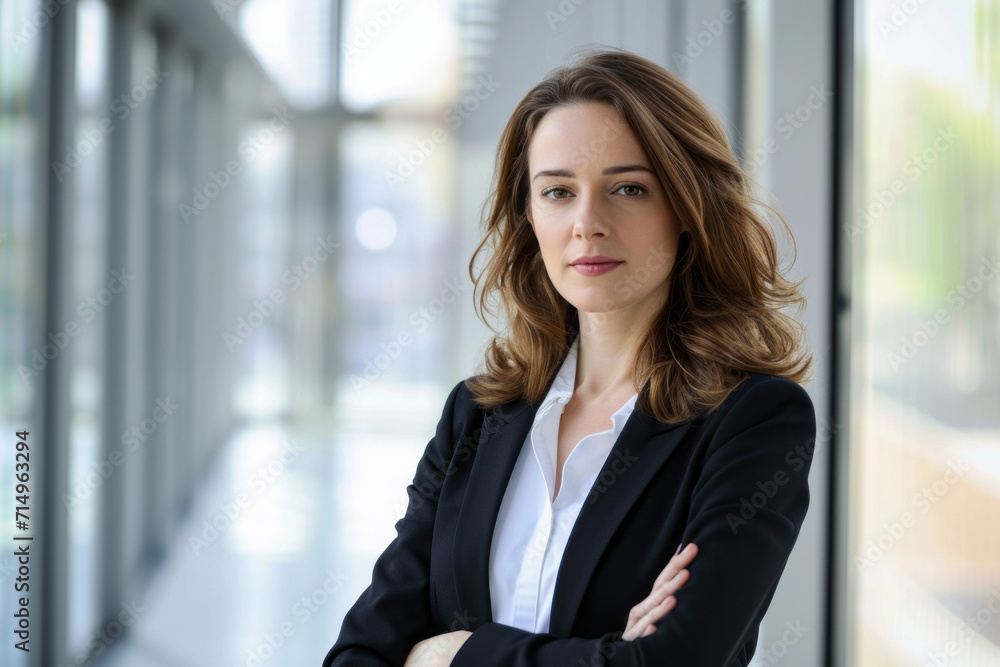Woman With Arms Crossed Standing in Front of Window Woman With Arms Crossed Standing in Front of Window