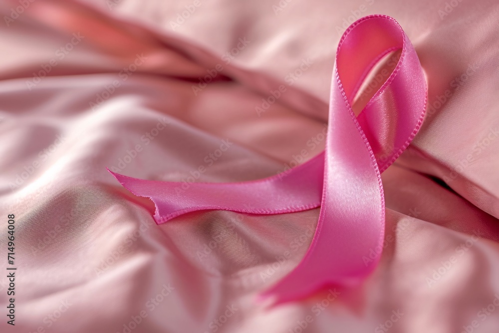 Pink ribbon on a pink sheet Generative AI Pink ribbon on a pink sheet Generative AI