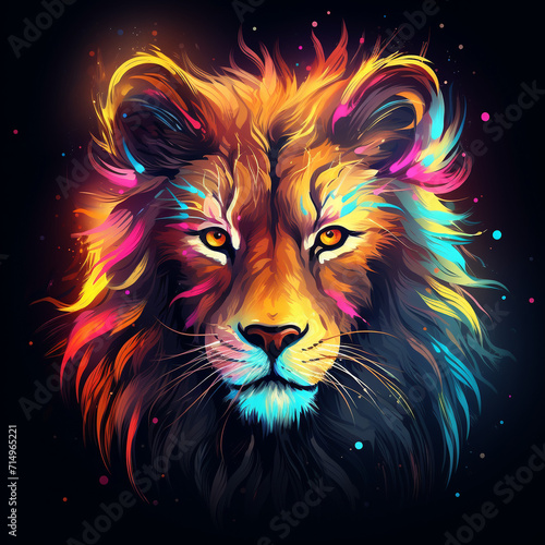 lion head illustration colorful modern pop art style  AI Generation 