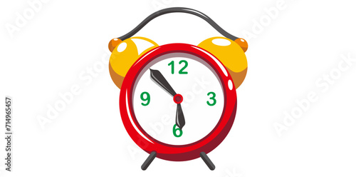 Realistic Red Alarm Clock Vector Illustration On White Background. 