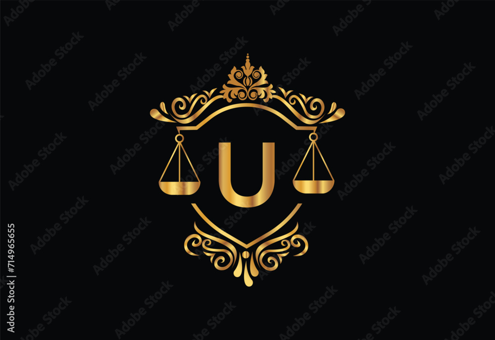 Low firm logo with latter U vector template, Justice logo, Equality, judgement logo vector illustration