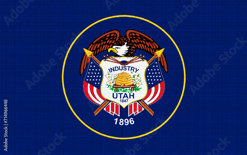 Flag of Utah USA state on a textured background. Concept collage.