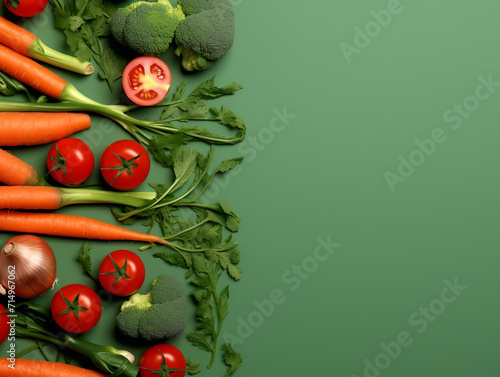 vegetables on the surface on a mint background	
