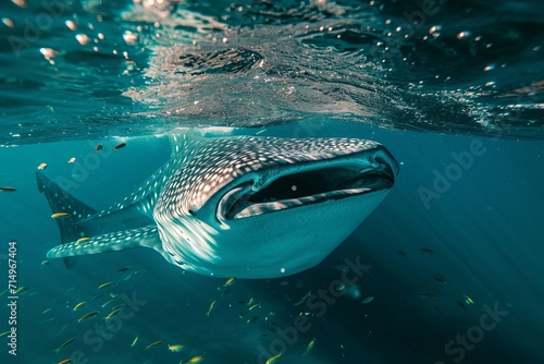  a big  whale shark swimming underwater  in the sea photo