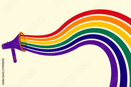Colors of the LGBT community. A wave of color comes out of a loudspeaker.