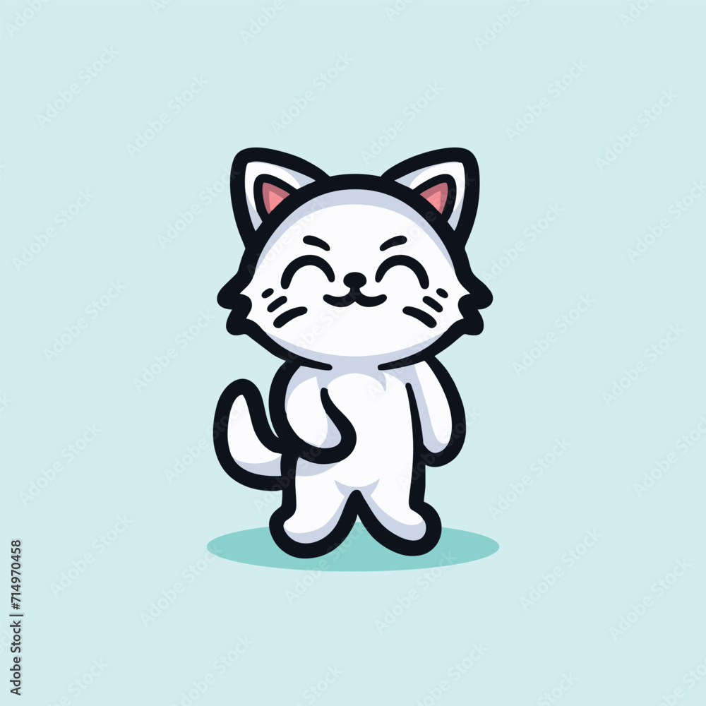 Cute Cat Cartoon Mascot Animal Vector Logo Design illustration Cute Cat Cartoon Mascot Animal Vector Logo Design illustration