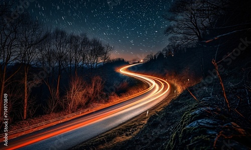 A Blurry Roadway at Night Generative AI © Bipul Kumar
