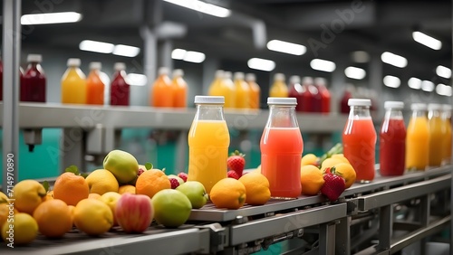 Drink factory production line fruit juice beverage prod Generative AI