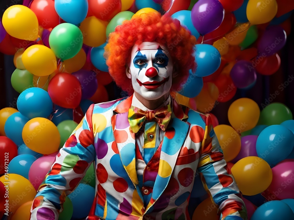 Pop Art Illustration eines bunten, lustigen Clowns Pop Art Illustration eines bunten, lustigen Clowns