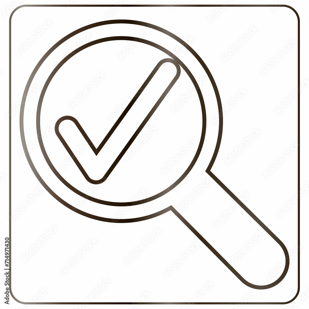 Magnifying glass icon with check mark design decoration. Magnifying glass icon with check mark design decoration.