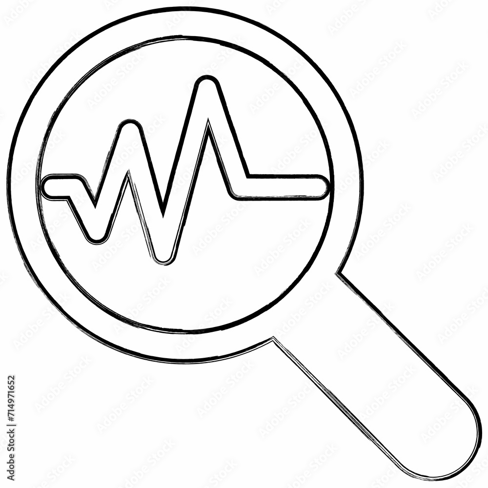 Magnifying glass icon with diagram design decoration. Magnifying glass icon with diagram design decoration.