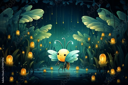 Luminescent spirit fireflies in Fantasy - Generative AI
