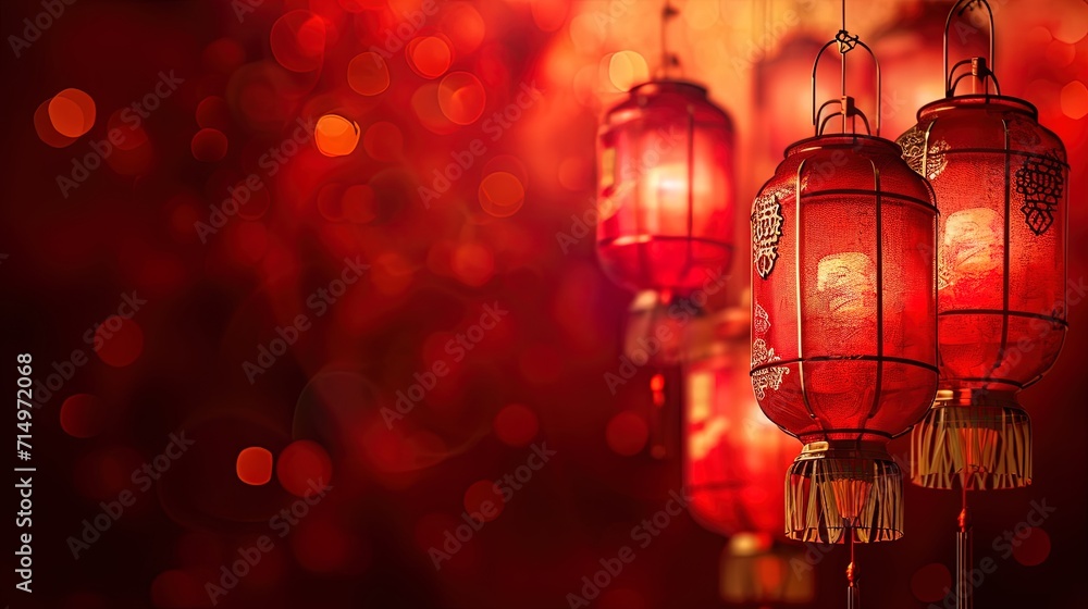 Chinese lanterns on bokeh background. Happy Chinese New Year, ai generative Chinese lanterns on bokeh background. Happy Chinese New Year, ai generative
