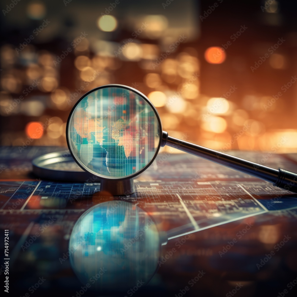 a magnifying glass over a data base showing graphs
a magnifying glass over a data base showing graphs