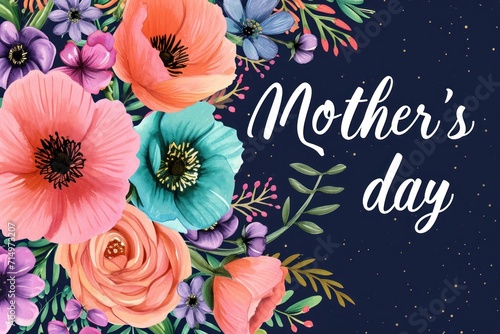 Mother's day banner design with beautiful flowers