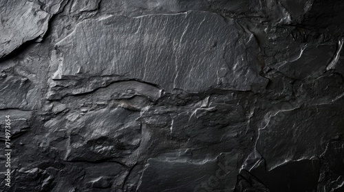 Close-up of a dark slate texture with natural patterns.