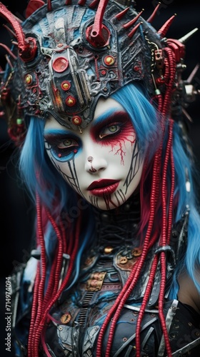 A striking and beautiful portrait of a girl, cybergoth