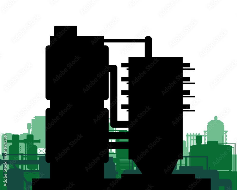 Large tank for storing liquids and gases. Enterprise production. Object isolated on white background. Cartoon fun style Illustration vector