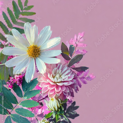 Whispers of Love  Botanical Elements in 3D  a Pastel Palette on Pink
