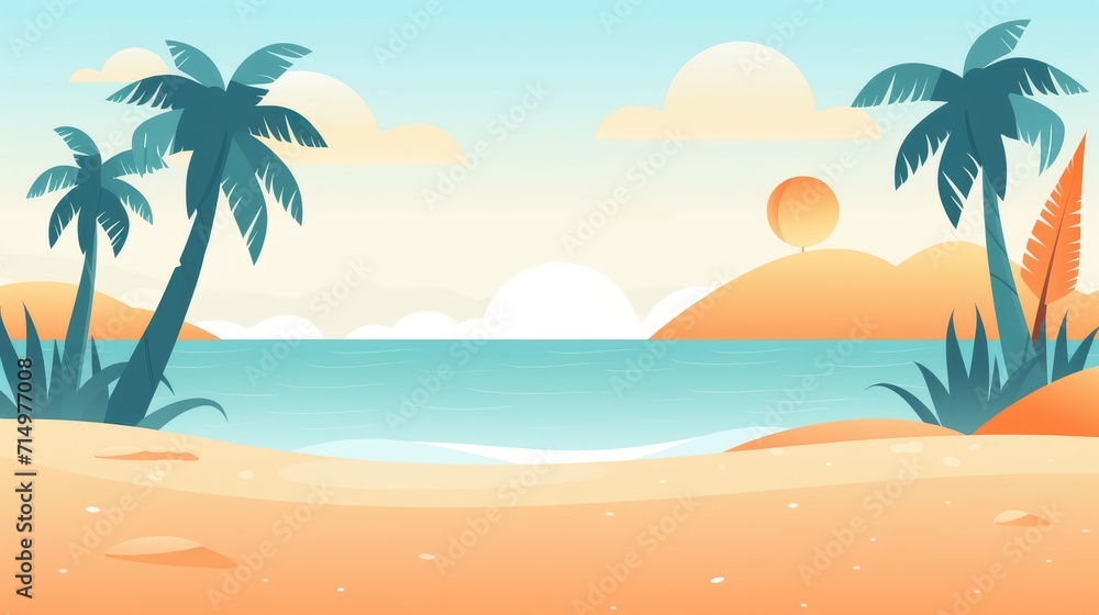 beautiful beach view landscape background illustration