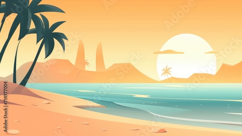 beautiful beach view landscape background illustration