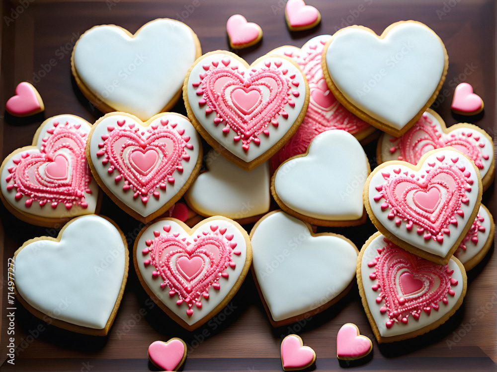 Heartfelt Baking: Delightful Valentine's Day Cookies Made with Love. generative AI Heartfelt Baking: Delightful Valentine's Day Cookies Made with Love. generative AI