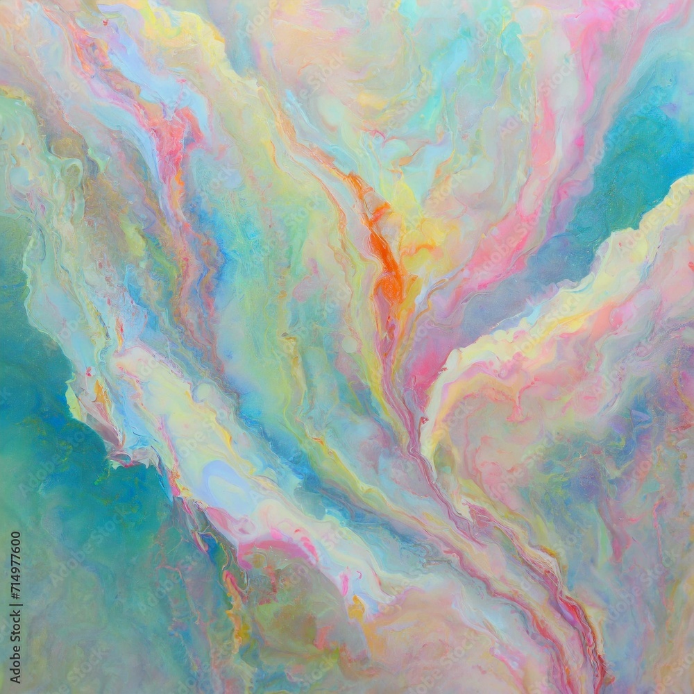 Chromatic Pastel Dreams: Fine and Intricate Marble-Like Paint Flows