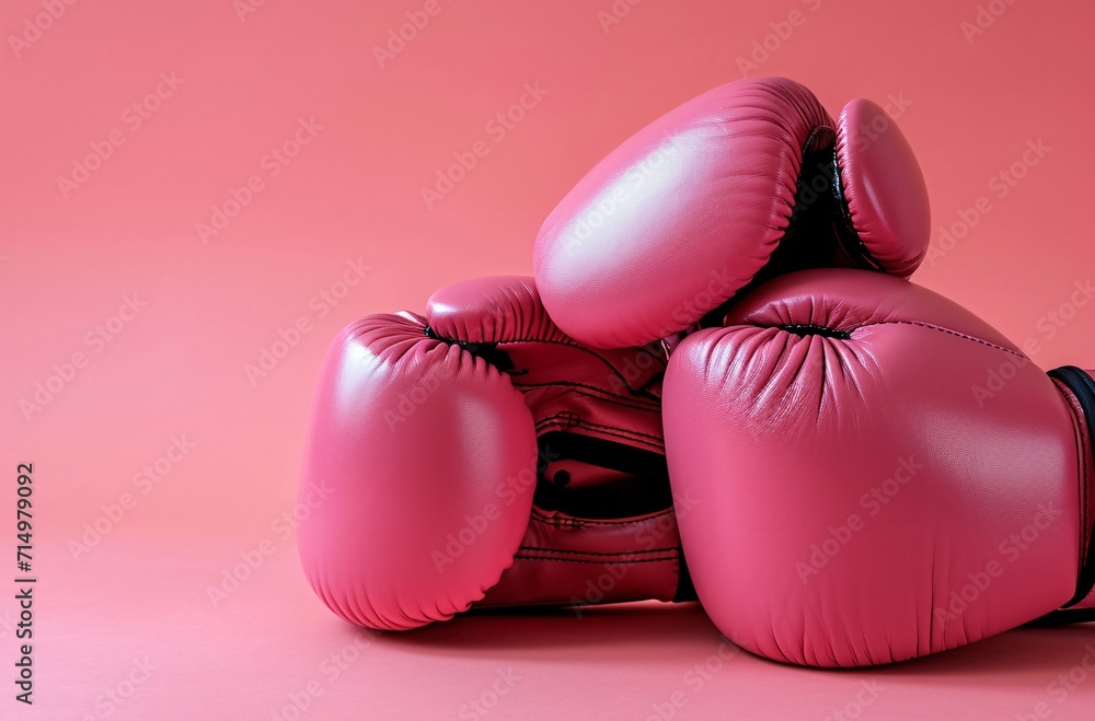 Pink Boxing Gloves on Pink Background Generative AI