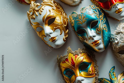 Elegance in White: Carnival Mask in a Graceful Composition against a Clean Background