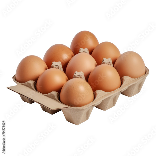 High-quality PNG of eggs in a carton, ideal for versatile use in designs due to the transparent background. photo
