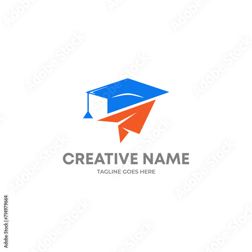 Graduate in abroad logo. foreign graduate logo. higher study logo.