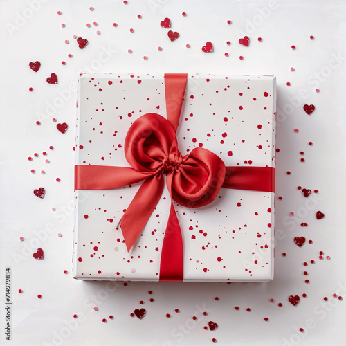 Red gift box adorned with a festive ribbon love celebration