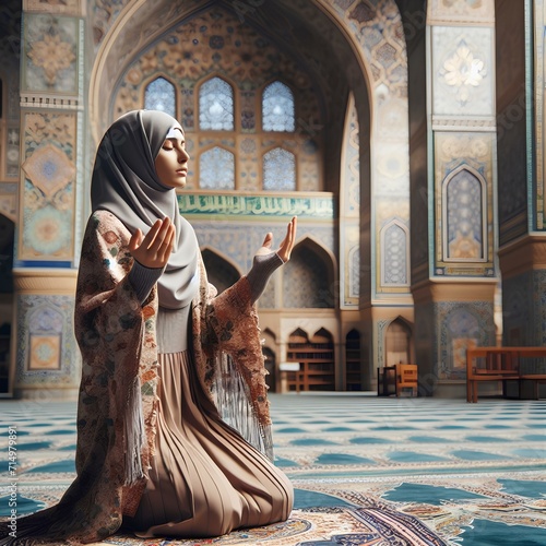 a Muslim woman is praying