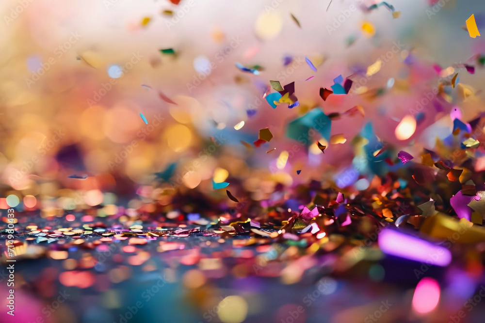 Glittering Carnival Splash: Background Graphic with Confetti and Sparkling Elements