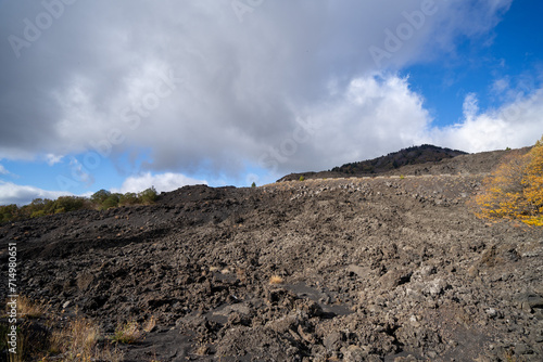 Etna volcano, cloudy day