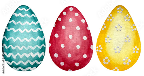 Watercolor easter eggs vector illustration collection. Decorative elements.
